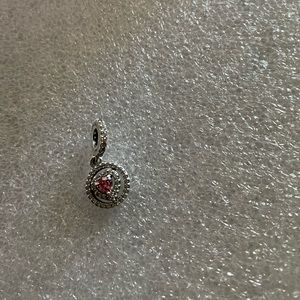 Sparkling Double Halo Heart Dangle Charm Authentic New